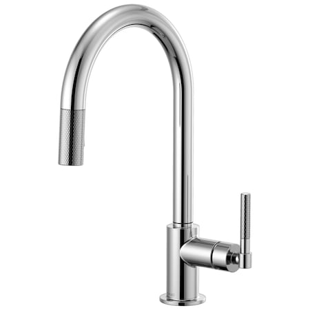Brizo Litze Pull-Down Faucet with Arc Spout and Knurled Handle 63043LF-PC